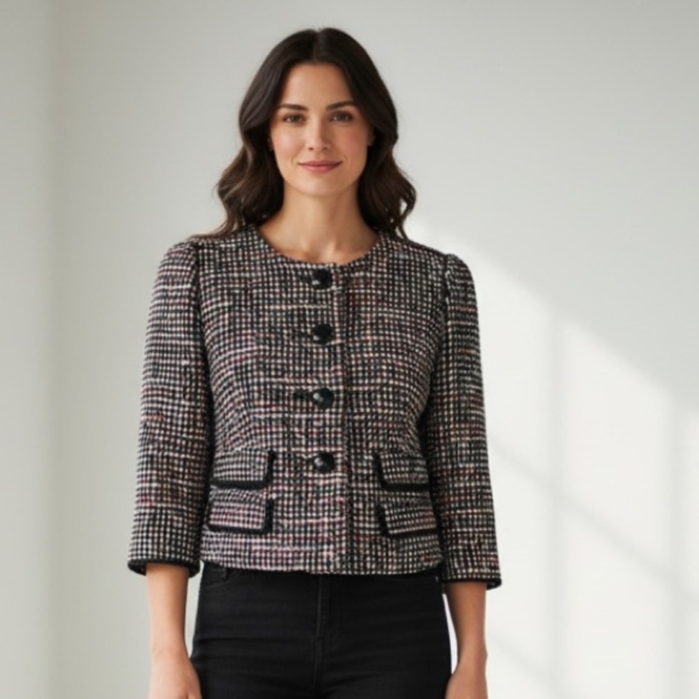 Black Plum White Suit Blazer Lined 2P (B7)